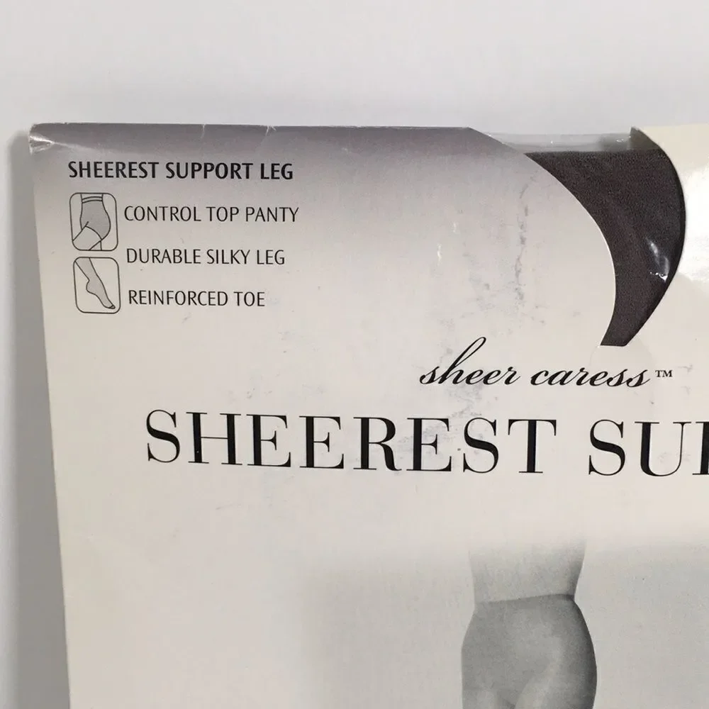 Sheerest Caress Support Queen Short Smoke grey reinforced toe, control top panty